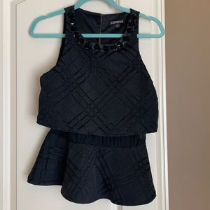 Express black holiday peplum top with detailed neck line